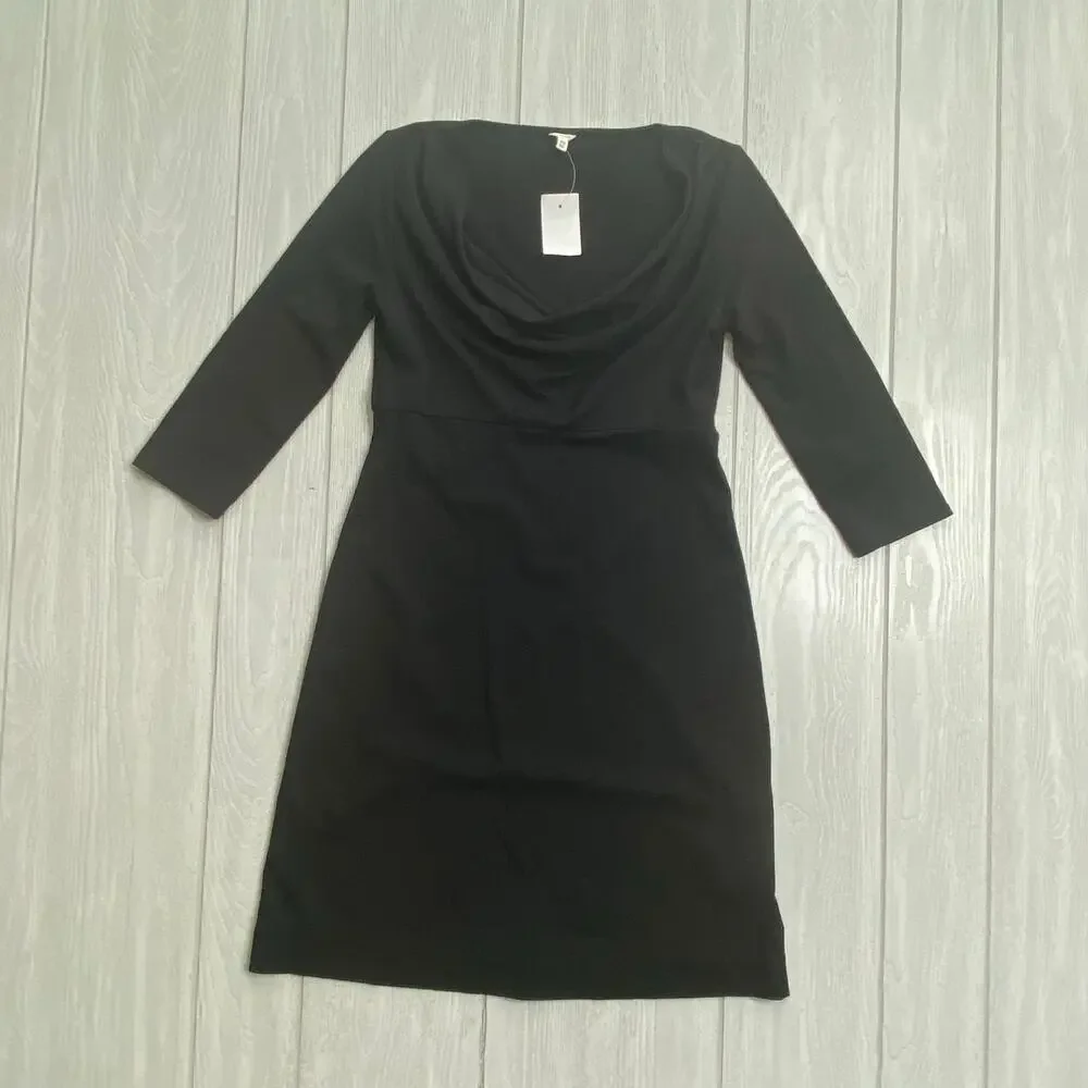 J Crew Women's Black Jersey Cowl Neckline Sheath Dress Size XS NEW